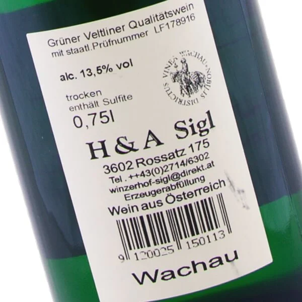 Grüner Veltliner Smaragd Ried Steiger 2015 (Weingut Sigl)