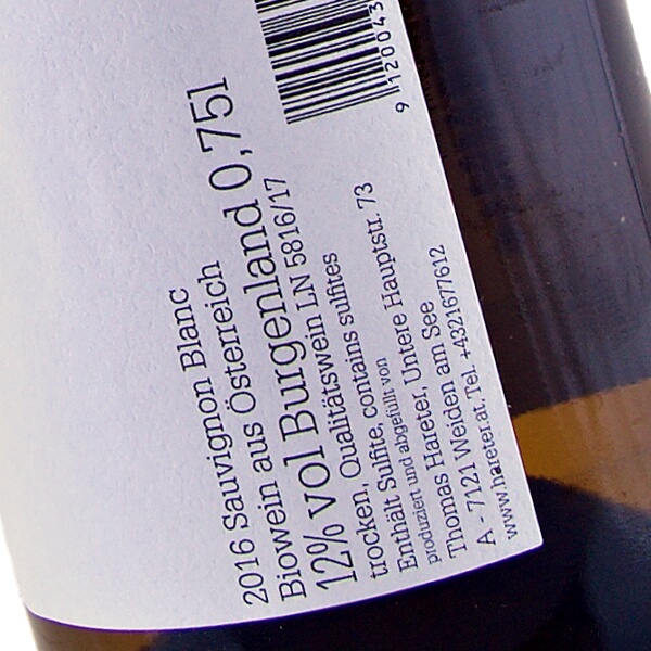 Sauvignon Blanc 2016 (Bio Weingut Thomas Hareter)