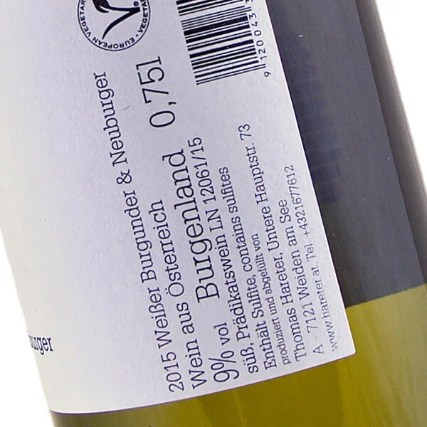 Weißburgunder & Neuburger Spätlese 2015 (Bio Weingut Thomas Hareter)